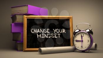 Change Your Mindset Concept Hand Drawn on Chalkboard. Blurred Background. Toned Image.