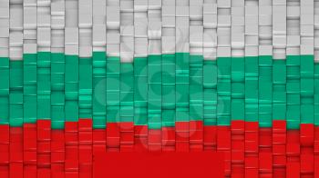 Bulgarian flag made of cubes in a random pattern. 3D computer generated image.