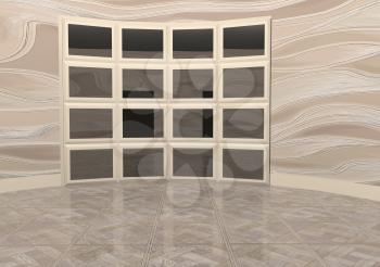 interior with wooden floor. 3d illustration