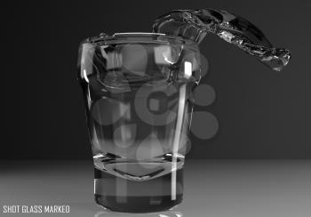 shot glass marked 3D illustration on dark background