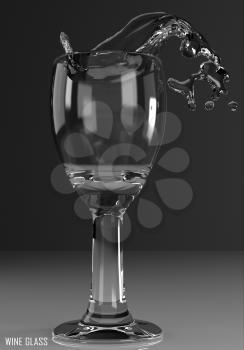 wine glass white 3D illustration on dark background