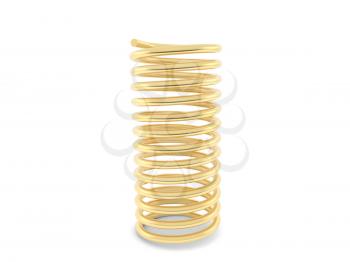 Gold metal spring on a white background. 3d illustration.