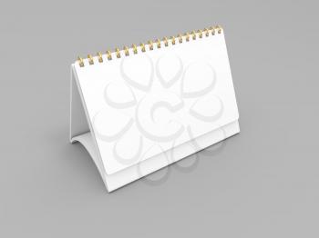 Mock up calendar with rings on gray background. 3d render illustration.
