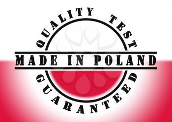 Quality test guaranteed stamp with a national flag inside, Poland