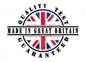 Quality test guaranteed stamp with a national flag inside, United Kingdom