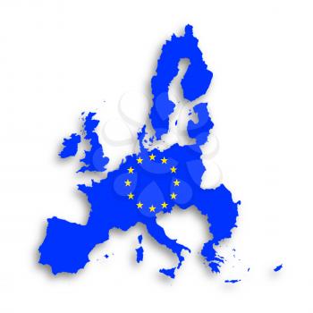 Illustration of a map of European union and EU flag, isolated