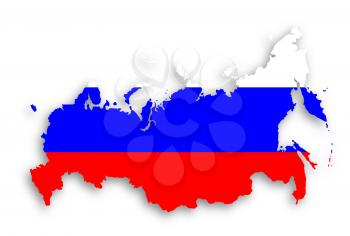 Map of Russia with flag inside, isolated