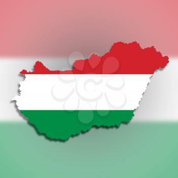 Map of Hungary filled with flag, isolated