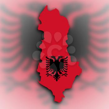 Country shape outlined and filled with the flag, Albania