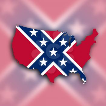 Country shape outlined and filled with the flag, Confederate flag