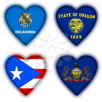 Flags in the shape of a heart, 4 different US states