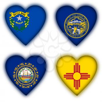 Flags in the shape of a heart, 4 different US states