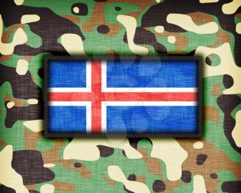 Amy camouflage uniform with flag on it, Iceland