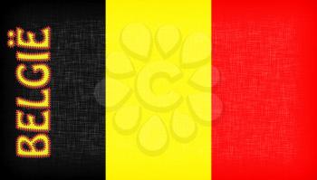 Flag of Belgium with letters stiched on it