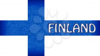 Flag of Finland stitched with letters, isolated