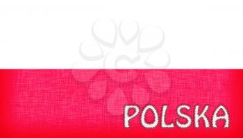 Flag of Poland stitched with letters, isolated