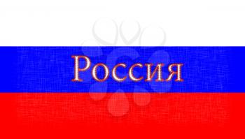 Flag of Russia stitched with letters, isolated