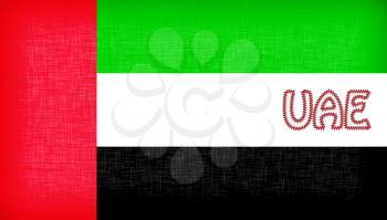 Flag of the UAE stitched with letters, isolated