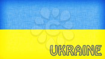 Flag of Ukraine stitched with letters, isolated