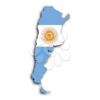 Map of Argentina filled with the national flag