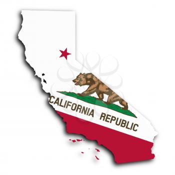 Map of California, filled with the state flag