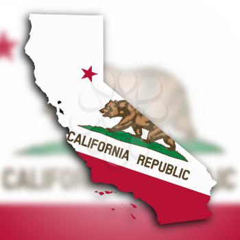 Map of California, filled with the state flag