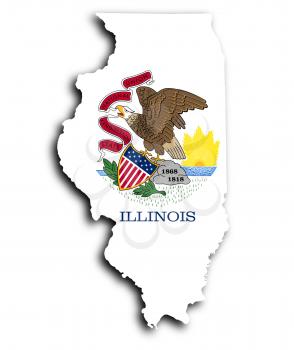 Map of Illinois, filled with the state flag