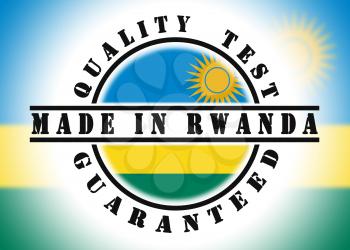 Quality test guaranteed stamp with a national flag inside, Rwanda