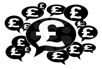 Communication and business concept - Speech cloud, british pound signs