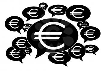 Communication and business concept - Speech cloud, euro signs