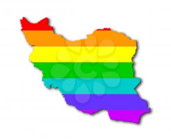 Map, filled with a rainbow flag pattern - Iran