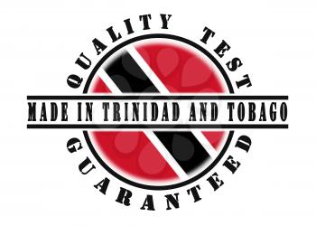 Quality test guaranteed stamp with a national flag inside, Trinidad and Tobago