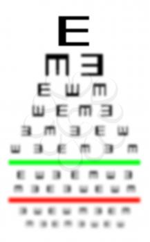 Eyesight concept - Test chart, symbols getting smaller - Bad eyesight