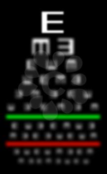 Eyesight concept - Test chart, symbols getting smaller - Really bad eyesight