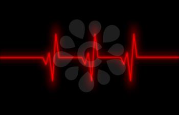 Electrocardiogram - Concept of healthcare, heartbeat shown on monitor - red