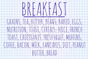 Breakfast word cloud written on a piece of paper