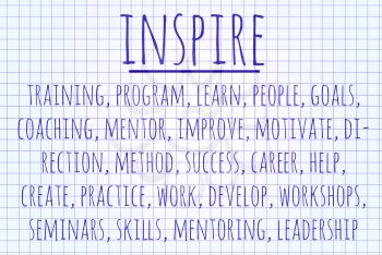 Inspire word cloud written on a piece of paper