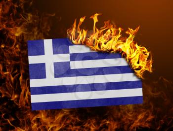 Flag burning - concept of war or crisis - Greece