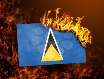 Flag burning - concept of war or crisis - Saint Lucia