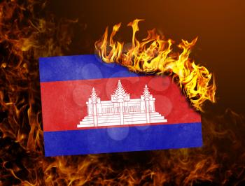 Flag burning - concept of war or crisis - Cambodia