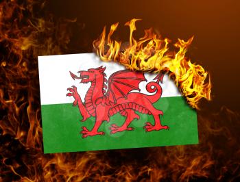 Flag burning - concept of war or crisis - Wales