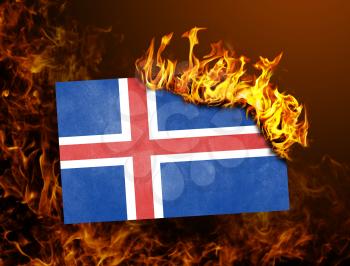 Flag burning - concept of war or crisis - Iceland