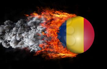 Concept of speed - Flag with a trail of fire and smoke - Romania