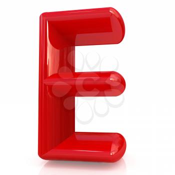 Alphabet on white background. Letter E on a white background