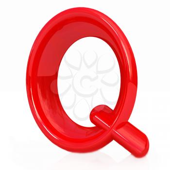 Alphabet on white background. Letter Q on a white background