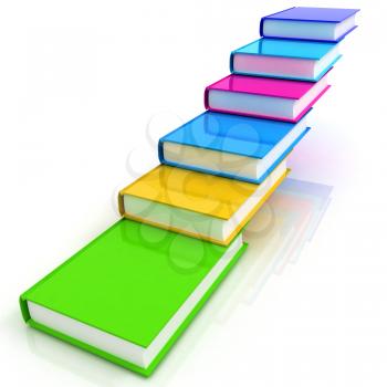 colorful real books on a white background