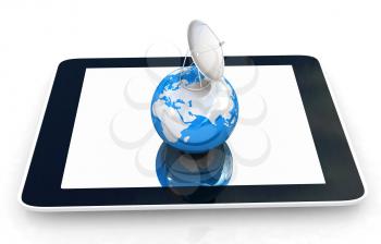 The concept of mobile high-speed Internet and planet earth on a white background