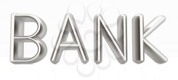 3d metal text bank on a white background