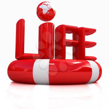 Concept of life-saving.3d illustration. Global