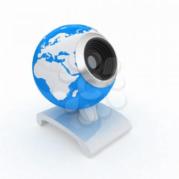 Web-cam for earth. Global on line concept on a white background